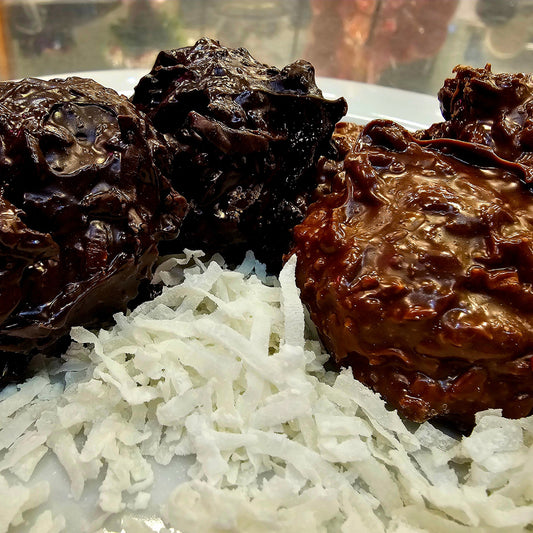 Two Rich Milk Chocolate and Two Decadent Dark Chocolate Coconut Clusters